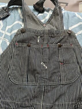 Striped Navy and White Mens Overalls Hickory style